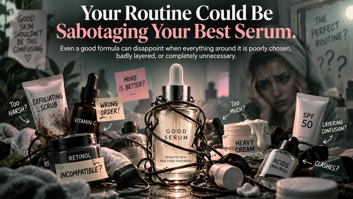 Skincare routine banner about a routine sabotaging the best serum
