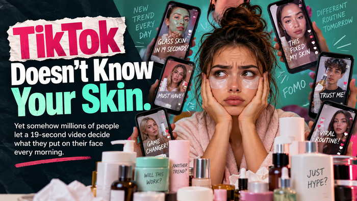 Skincare routine banner about TikTok not knowing your skin