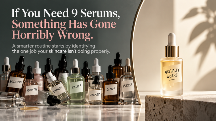 Skincare routine banner about needing too many serums