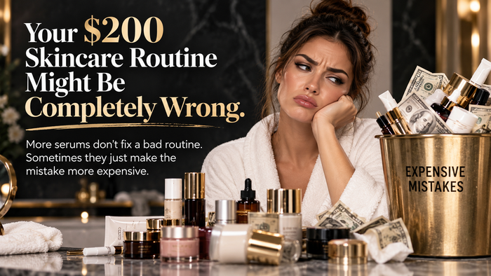 Skincare routine banner about a $200 skincare routine being wrong